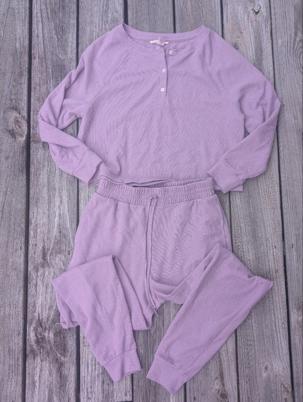 Victoria Secret 2-piece Size XS Purple Lavender Waffle Pants And Shirt Cozy